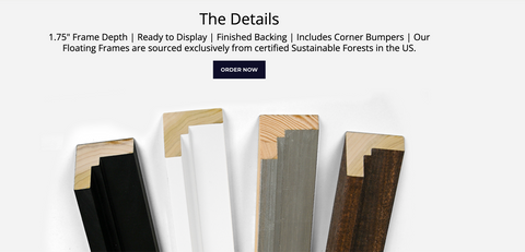 WHITE, BLACK, BROWN & SILVER Wooden Floating Frames